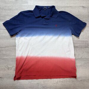 Polo Ralph Lauren Shirt Mens Large Red White Blue Ombre Dip Dye Polo Shirt